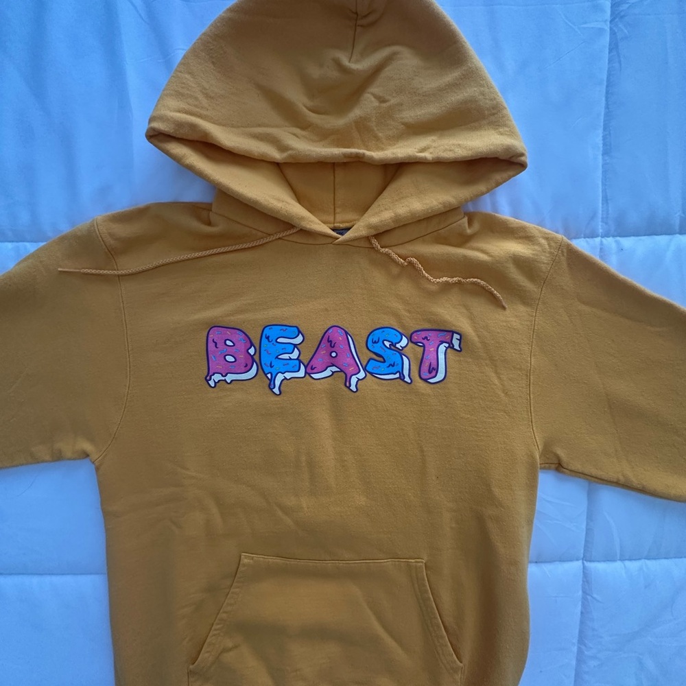 Champion Gold Hoodie with Multicolor 'BEAST' Graphic
